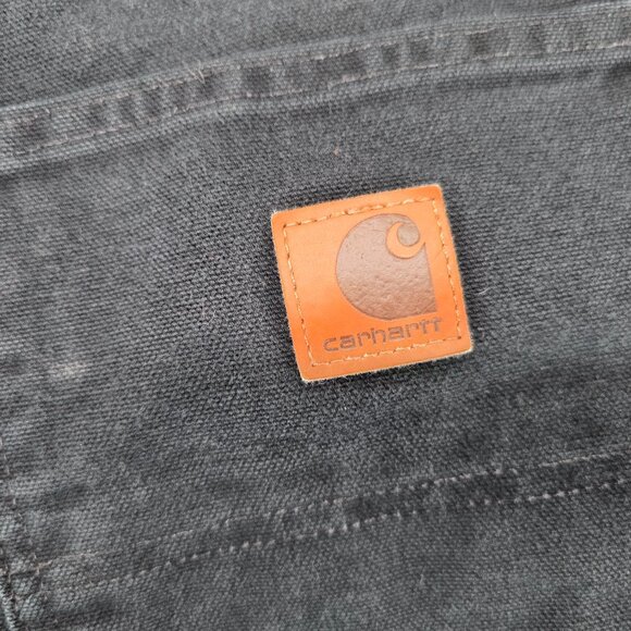 Vintage Carhartt Men's B136-BLK Black Double Knee Canvas Pants Men’s40 x30 Faded - Picture 8 of 14
